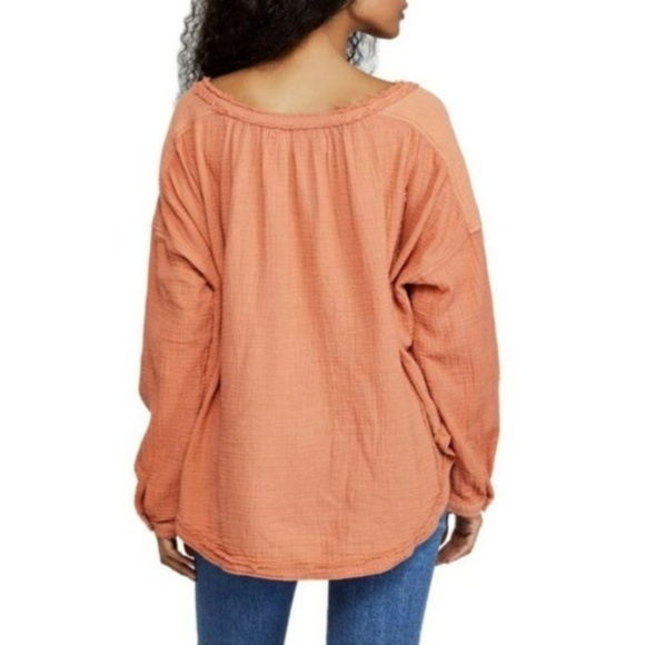 FREE PEOPLE Muslin Moving Mountains Top Dusty Sunset Size S - Picture 3 of 8
